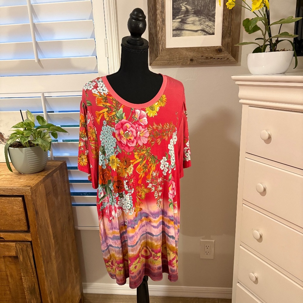 Johnny Was GOLDEN ROSE FLUTTER SLEEVE TEE 2X